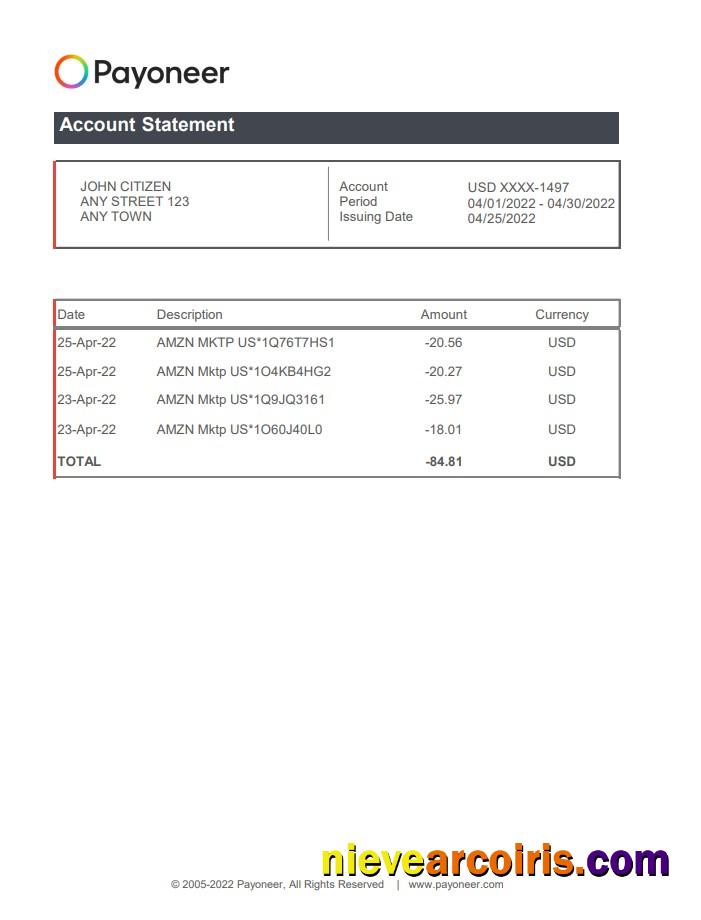 USA Payoneer xls